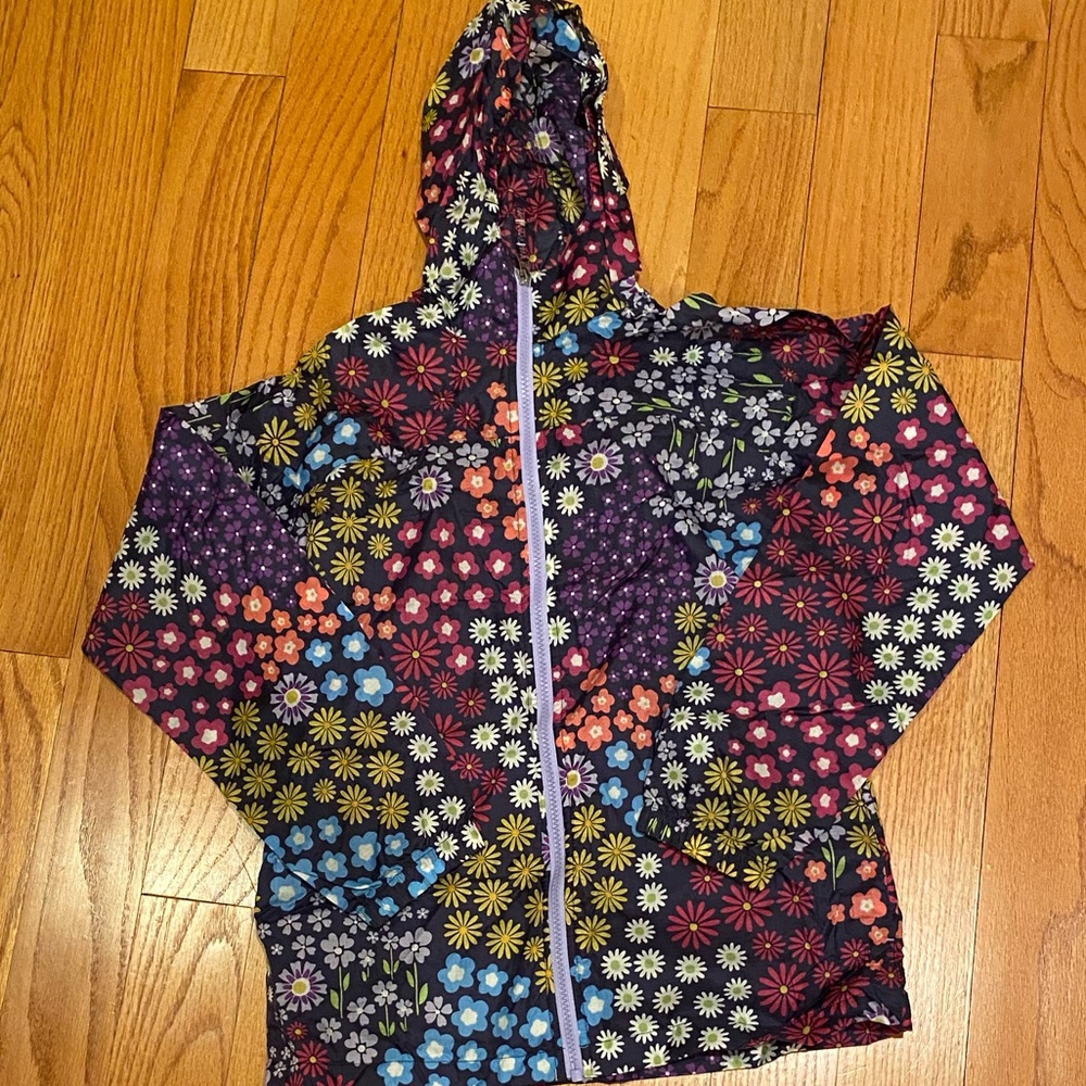 Girl’s Flower Print Rain Jacket